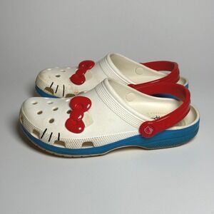 Crocs Hello Kitty Classic Clogs White Red Blue Sanrio Mens 8 Womens 10 205642